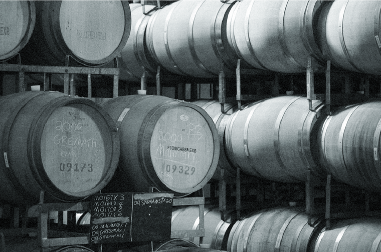 Barrels at the Matua winery